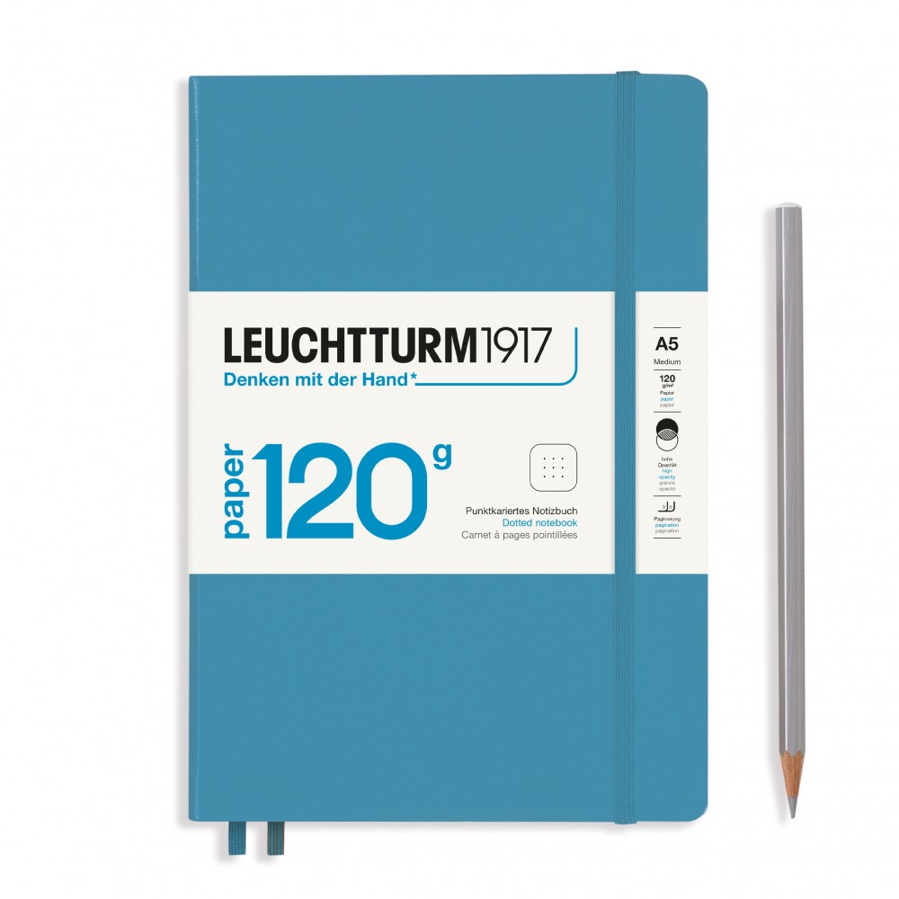 LEUCHTTURM1917 Medium Edition 120g A5 pontozott lapos NOTEBOOK, nordic blue