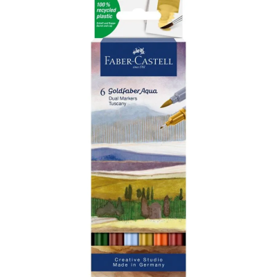 Faber-Castell Goldfaber Aqua kétvégű ecsetfilc, 6 db-os, toszkána
