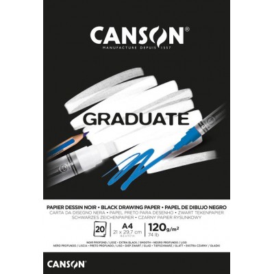 CANSON GRADUATE DESSIN NOIR fekete fotókartontömb A4 120g/20ív rövid oldalán ragasztott